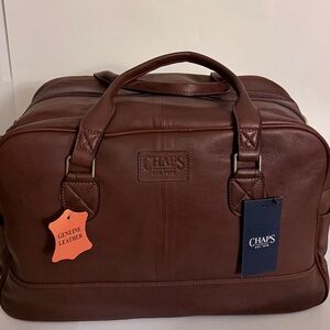 Chaps Rich Brown Leather Duffel Bag